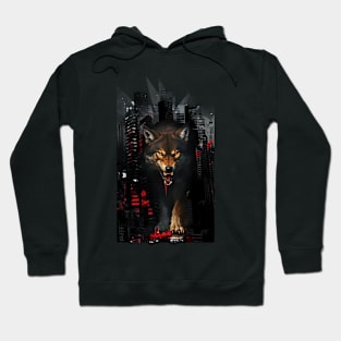 Wolf in night city Hoodie